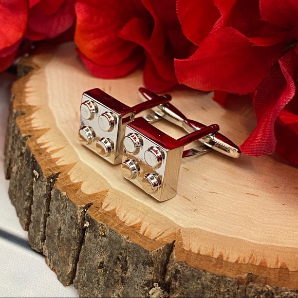 Vintage Silver Lego Inspired Square Cufflinks - Picture 6 of 16